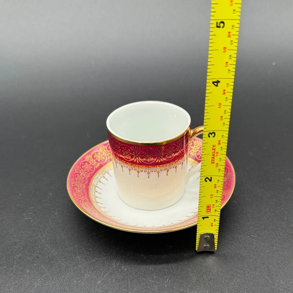 Limoges Red and Gold Teacup and Saucer Set